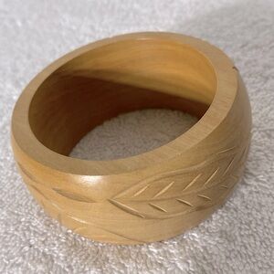 Vintage Carved Wooden Bangle Bracelet Boho